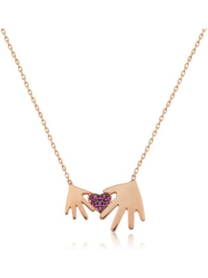 Özcömert Silver Gümüş Rose Anne Çocuk Eli Bayan Kolye