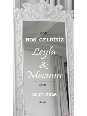 Altınuç Art Design Kişiye Özel Doğum Günü Düğün Nikah Nişan Seremoni Söz Kına Davet Sticker Ayna Yazısı Beyaz Renk