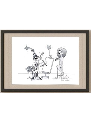 Karikatural Tim Ernst 29X21CM Orijinal Karikatür Tablo