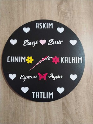 Sevgiliye Özel Hediye Kişiye Özel Isim Yazılı Duvar Saati