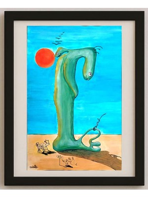 Karikatural Soudabeh Memarzadeh 40X25CM Orijinal Karikatür Tablo