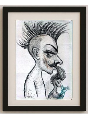 Karikatural Pari Mohammad Nabi 29X21CM Orijinal Karikatür Tablo