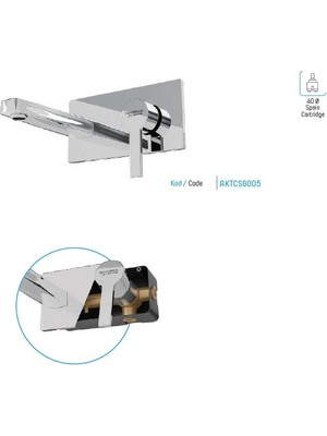 Casa Ankastre Duvardan Lavabo Batarya, Krom, 40 Mm, Diamond AKTCS6005