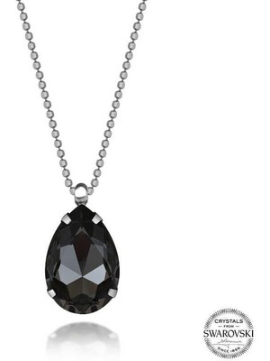 Özcömert Silver Crystal Taşlı Top Zincir Damla Gümüş Kadın Kolye