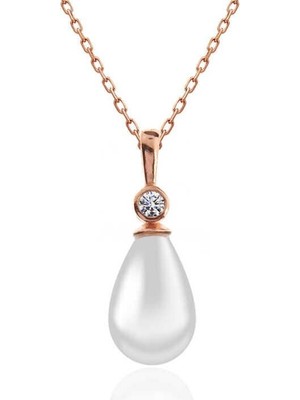 Özcömert Silver Gümüş Rose Damla Rose Inci Kadın Kolye