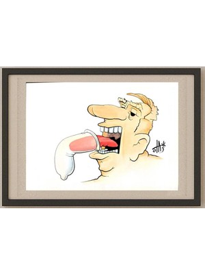 Karikatural Nikola Otas 29X21CM Orijinal Karikatür Tablo