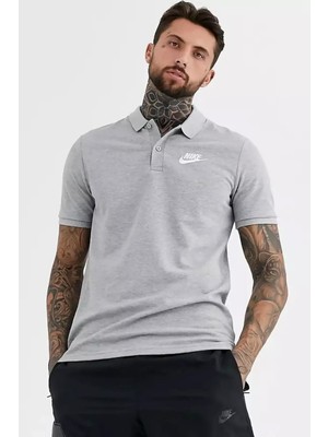 Nike Sportswear Clup Regular Fit Polo Yaka Gri Erkek Tişört