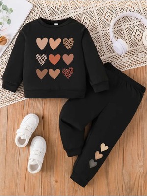 RosabelleMare Kalp Desenli Kız Çocuk Eşofman Takımı