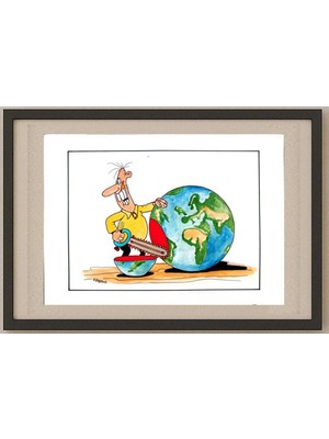 Karikatural Tadeusz Krotos 29X21CM Orijinal Karikatür Tablo