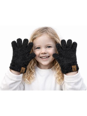 Gigi Giyim Düz Renk Peluş Kız Çocuk Eldiven