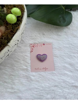 Parla'nın Atölyesi 0-3 Yaş Az Saçlı ve Saçsız Bebek Tokası Mor Simli Kalp