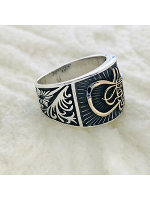 Canka Osmanlı Tuğrası İşlemeli 925 Ayar Gümüş Erkek Yüzük