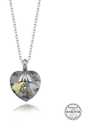 Özcömert Silver Swarovski Crystal Taşlı Kalp Gümüş Kadın Kolye