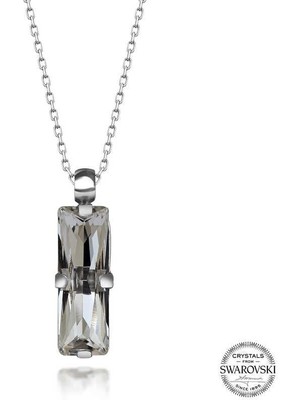 Özcömert Silver Swarovski Crystal Taşlı Baget Gümüş Kadın Kolye