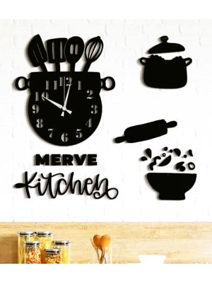 Mutfak Duvar Saati ve Duvar Dekor Kombini Kişiye Özel