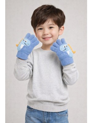 Gigi Giyim Dinozor Baskılı Erkek Çocuk Yumoş Eldiven