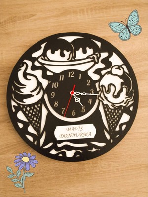 Dondurma Temalı (Dondurmacı***iş Yerine Özel) Kişiye Özel Isim Yazılı Duvar Saati