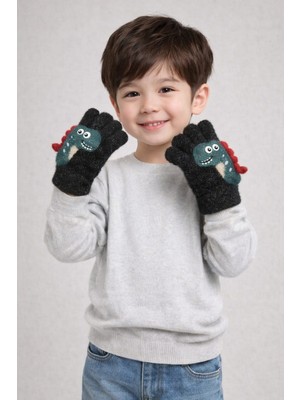 Gigi Giyim Dinozor Baskılı Erkek Çocuk Yumoş Eldiven