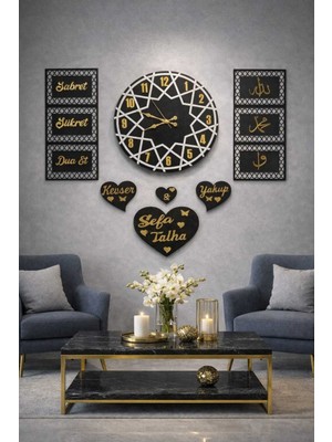 Salon ve Oda Için Duvar Saati Kişiye Özel Olarak Saat 40 cm Yanındakilerin Her Biri 20*40 Ölçüdedir.