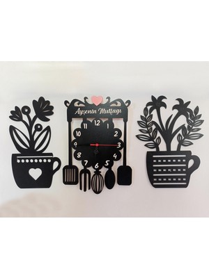 Duvar Saati Mutfak, 3lü Set, Kişiye Özel
