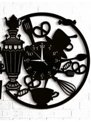 Semaver Mutfak Duvar Saati ve Duvar Dekor Kombini Kişiye Özel