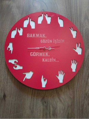 Işaret Dili Temalı // Kişiye Özel Isim Veya Söz Yazılı Duvar Saati 05487