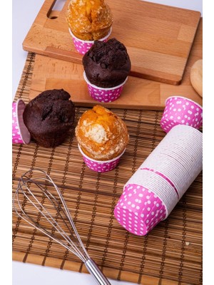 Zenviva 25 Adet Pembe Puantiyeli Cupcake Kek Kapsülü