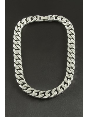Bijuteri Net Chain Düz Zirkon Taşlı Lüks Çelik Kolye