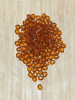 öztürk Şeffaf Koyu Taba Rengi Oya, Abiye, Takı, Örgü Plastik Gözyaşı Damla Boncuk. 25GR. Tahmini 195 Adet.