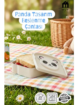 Muf Home Panda Tasarımlı Çocuk Beslenme Kutusu - Okul Piknik Sandviç ve Atıştırmalık Saklama Kabı Bpa Free