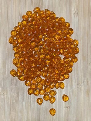öztürk Turuncu Renk Oya, Abiye, Havlu, Takı, Örgü Vb. El Işleme Plastik Gözyaşı Damla Boncuk. 25GR. 175 Ad.