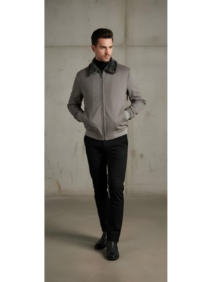 Moda Nubuk Yakası Kürklü Kalın Erkek Mont