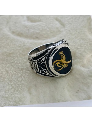 Canka Osmanlı Tuğrası İşlemeli 925 Ayar Gümüş Erkek Yüzük