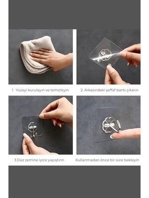 5 Adet Güçlü Şeffaf Duvar Askısı Yapışkan Vantuz Kanca Mutfak Banyo Aksesuar Standart Beden