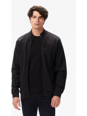 Nautica Erkek Siyah Classic Fit Fermuarlı Sweatshirt