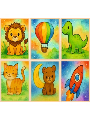 Exin Çocuk Odası Ahşap Hayvan Figürlü Duvar Dekoru 14X20 cm – 3 mm Mdf Sevimli Figürlü Tablo