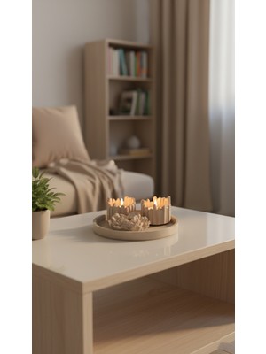 Semy Store Mumluk ve Çiçek Detaylı Yuvarlak Dekor Tabağı, Ev Dekorasyon, Tasarım, Biblo, Obje