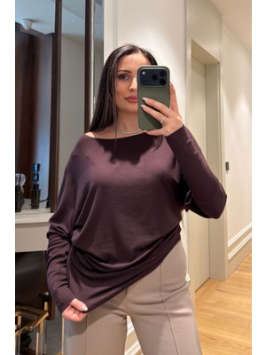 Magarde Uzun Kollu Bluz- Kahverengi