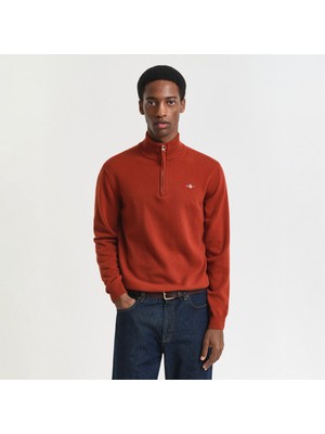 Gant Erkek Kırmızı Regular Fit Yarım Fermuarlı Kazak