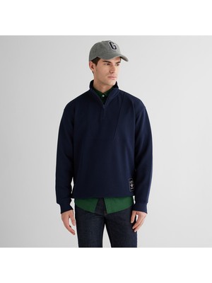Gant Erkek Lacivert Relaxed Fit Kapüşonlu Sweatshirt