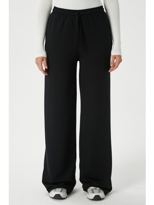 Ritnice Kadın Modal Select Geniş Paça Siyah Eşofman Altı