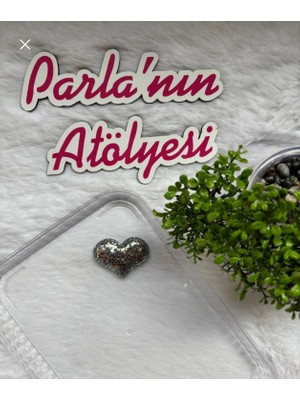 Parla'nın Atölyesi 0-3 Yaş Az Saçlı ve Saçsız Bebek Tokası Mavi Çok Simli Kalp