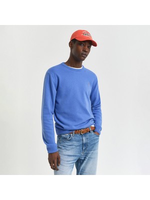 Gant Erkek Mavi Regular Fit Bisiklet Yaka Yün Kazak