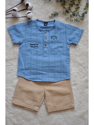 ministok Erkek Çocuk Keten Şortlu Takım