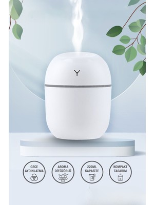 220 ml LED Işıklı Aroma Difizörü, Hava Nemlendirici, Şık ve Fonksiyonel