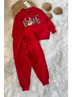 Noble Kids Christmas Temalı Dijital Baskılı Takım – Kırmızı, Unisex, 3–10 Yaş