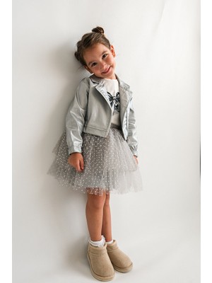 ministok Silver Çeket Tütü Etek Blüz Üçlü Kız Çocuk Takım