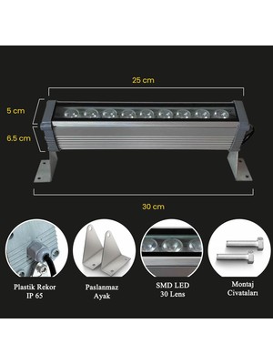 Ledzen 30 cm  9 W Wallwasher( Duvar Boyama)
