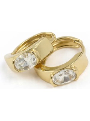 Bimia Gold Taş Detaylı Minimal Küpe