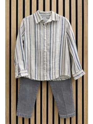 NerKids 3'lü Çizgili Gömlek Takım